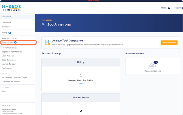 Click on Project Status1